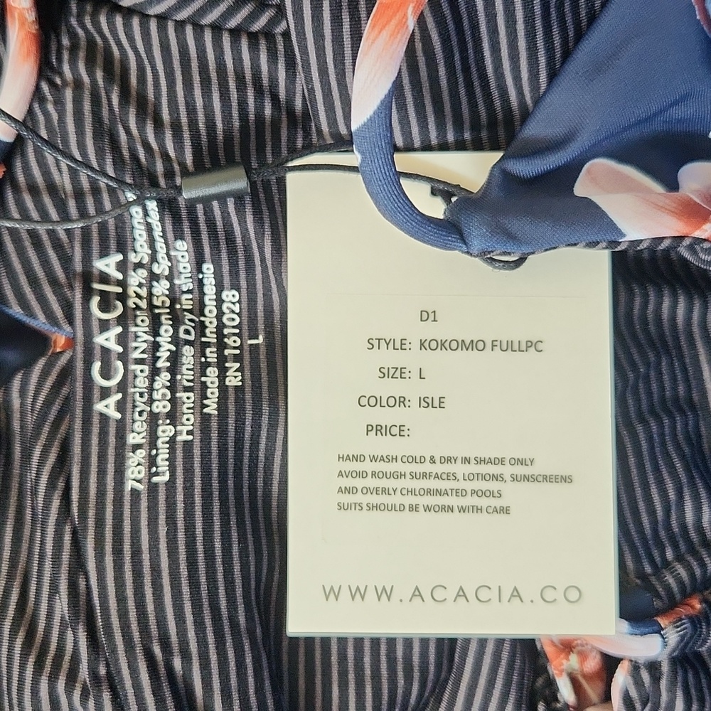 New acacia swimwear kokomo fullpiece swim suit isle L orchid tropical navy blue - Picture 7 of 10